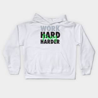 Work hard pray harder-grey/blk/green Kids Hoodie